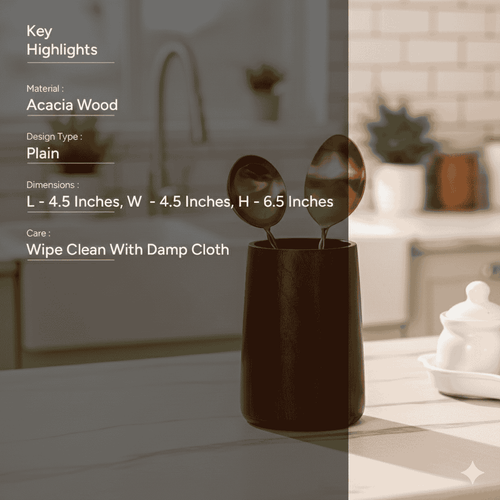 Solid Wood Spoon Stand: Compact Kitchen Tool Holder-Multipurpose