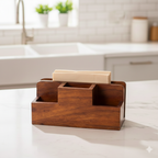Wooden Cutlery Stand with Napkin Holder | Design for Table-3-Compartment