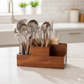 Wooden Cutlery Stand with Napkin Holder | Design for Table-3-Compartment