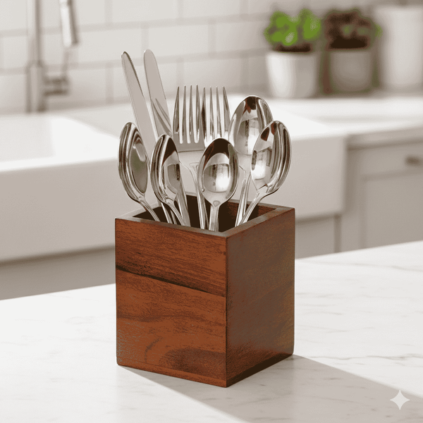 Solano Spoon Stand-Wooden Utensil Holder-Spoon Stand for Kitchen Counter
