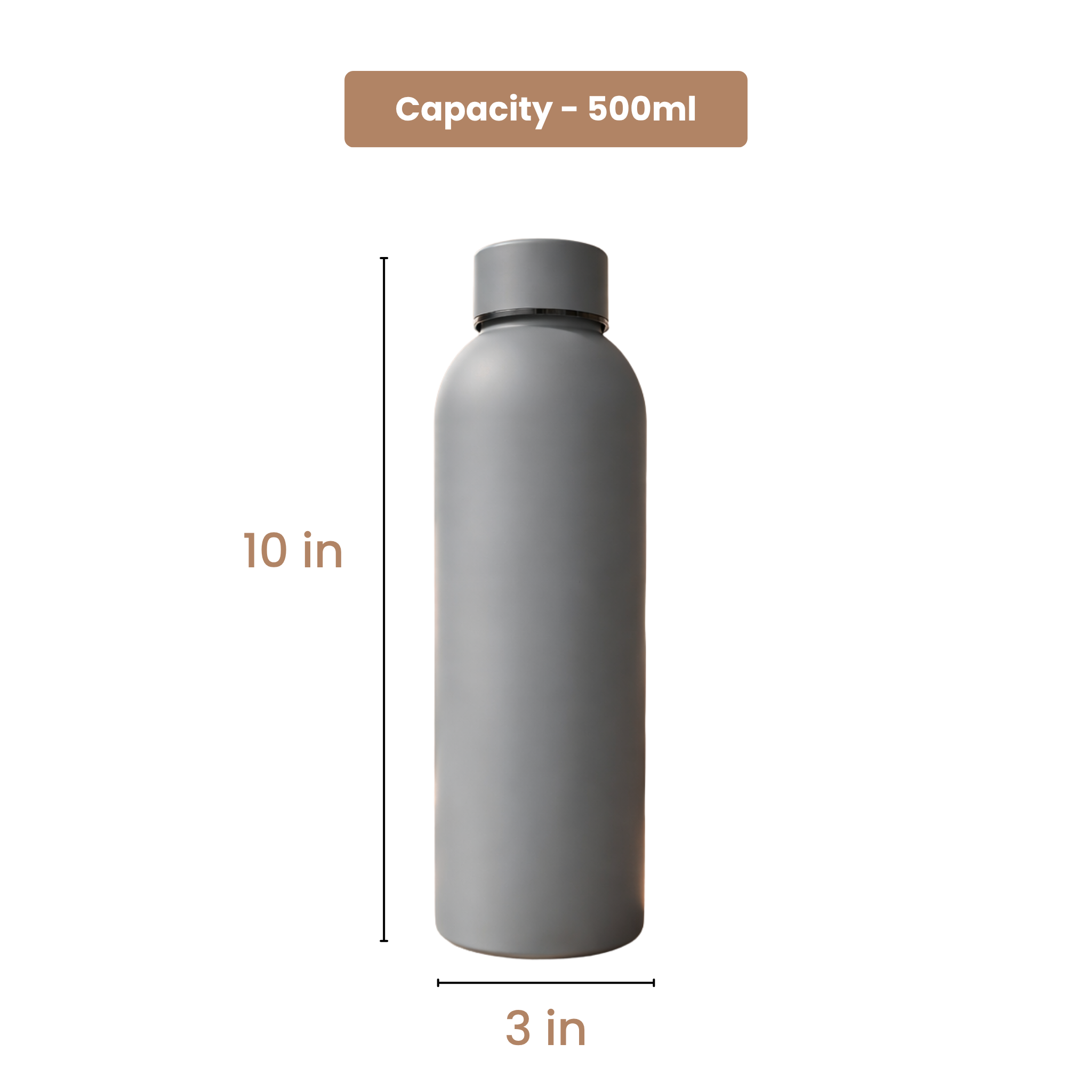 Insulated Stainless Steel Water Bottle (500ml) | Hot & Cold Vacuum Flask upto 18 hrs