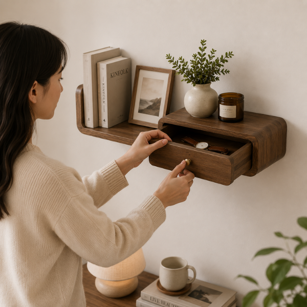 Kora Modern Wall Shelf for Living Room & Bedroom Decor