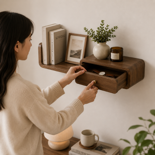 Kora Modern Wall Shelf for Living Room and Bedroom Decor by Intaryaa