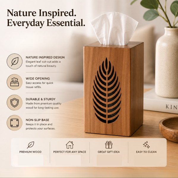 Karo Leaf Wooden Napkin Holder for Dining Table