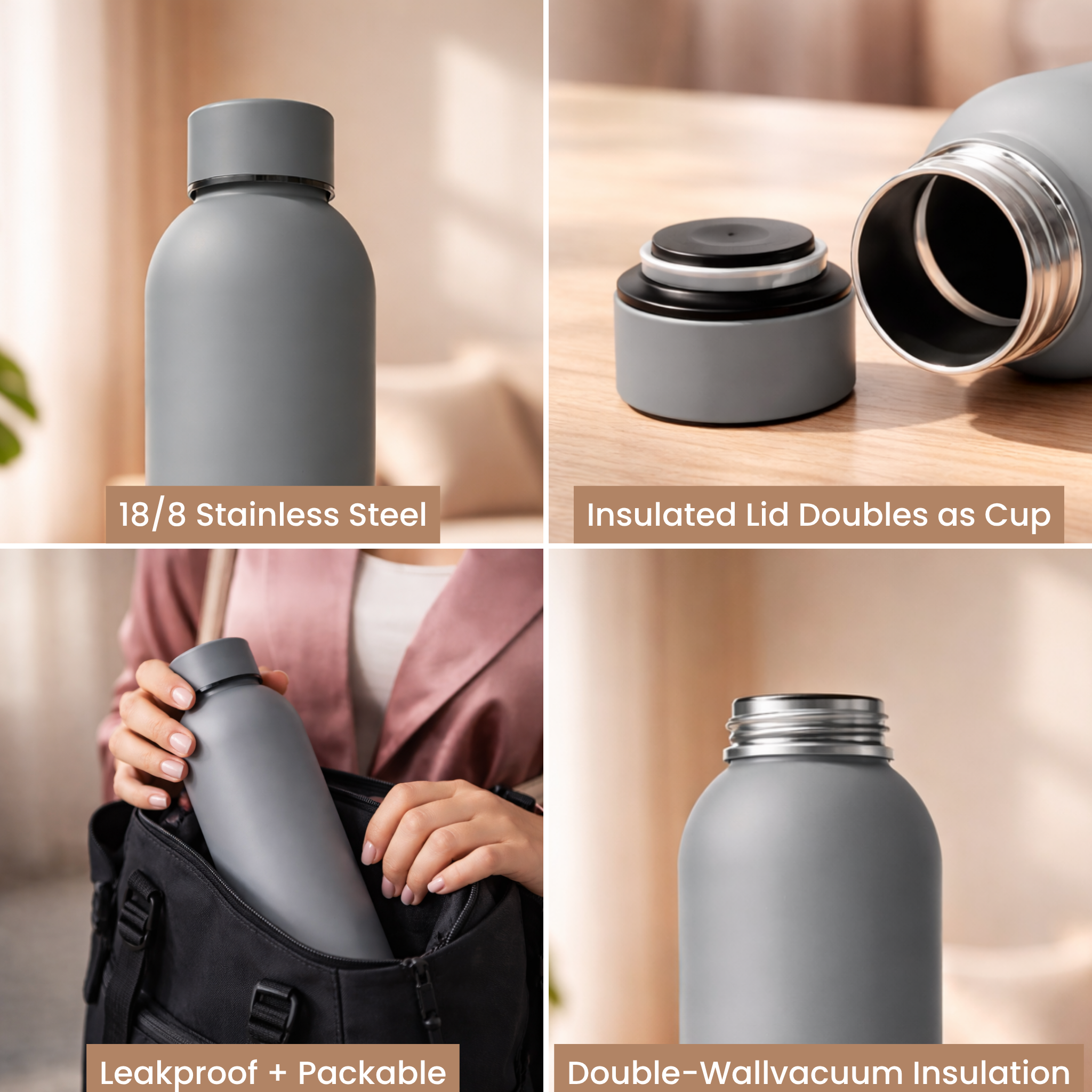 Insulated Stainless Steel Water Bottle (500ml) | Hot & Cold Vacuum Flask upto 18 hrs