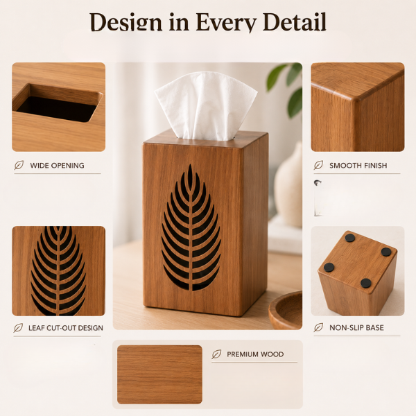 Karo Leaf Wooden Napkin Holder for Dining Table