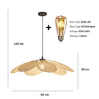 SkyHalo Pendant Lamp – Woven Rattan Petal Pendant Ceiling Light