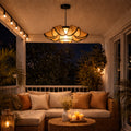 Large Rattan Bloom Pendant Ceiling Light – Modern Designer Hanging Lamp