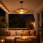 Large Rattan Bloom Pendant Ceiling Light – Modern Designer Hanging Lamp