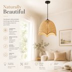AuraGlow Hanging Ceiling Lamp – Bamboo Dome Pendant