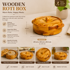 Large Wooden Roti Server – Insulated Hot Pot with Natural Wood Grain Finish