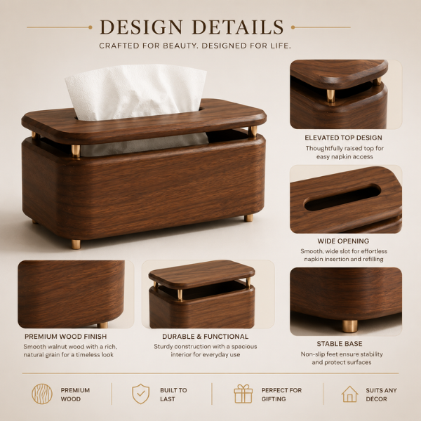 Etta Wooden Napkin Holder for Dining Table