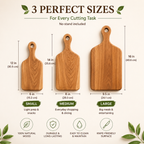 Wooden Paddle Chopping Board Set of 3 with Handle | Solid Wood Cutting Board, Kitchen Chopping & Serving Boards