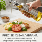 Oil Dispenser Bottle - 300ml | Glass Oil & Vinegar Pourer with Measuring Scale