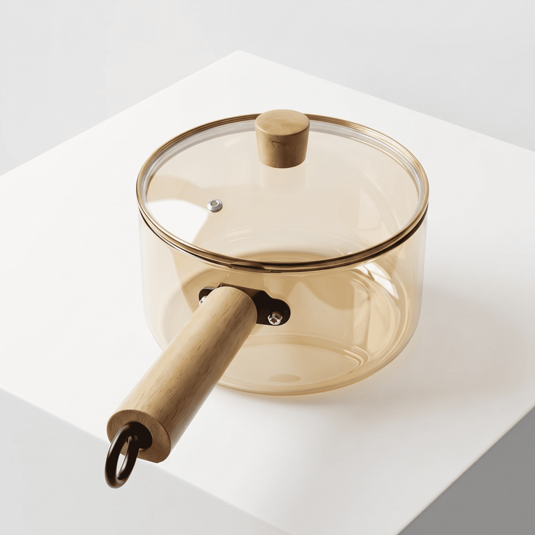 Borosilicate Glass Saucepan with Lid & Wooden Handle | Heat Resistant Cooking Pot