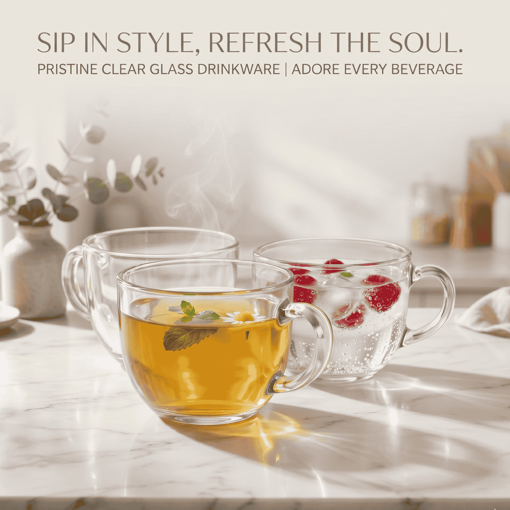Transparent Premium Clear Glass Coffee Cups Set of 2
