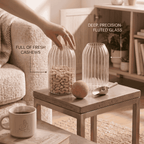 Glass Storage Jars with Cork Lid (Set of 2) | Ribbed Glass Containers for Dry Fruits, Spices & Kitchen Storage