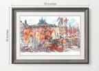 Sunset Courtyard Wall Art for Living Room & Bedroom Decor