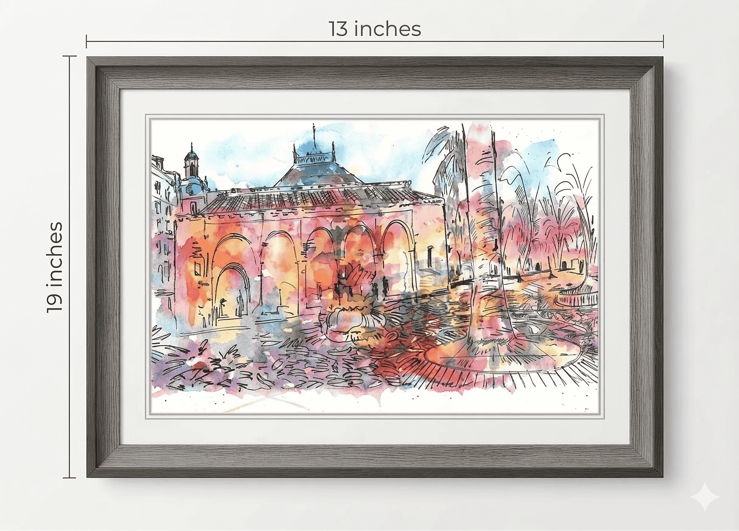 Sunset Courtyard Wall Art for Living Room & Bedroom Decor