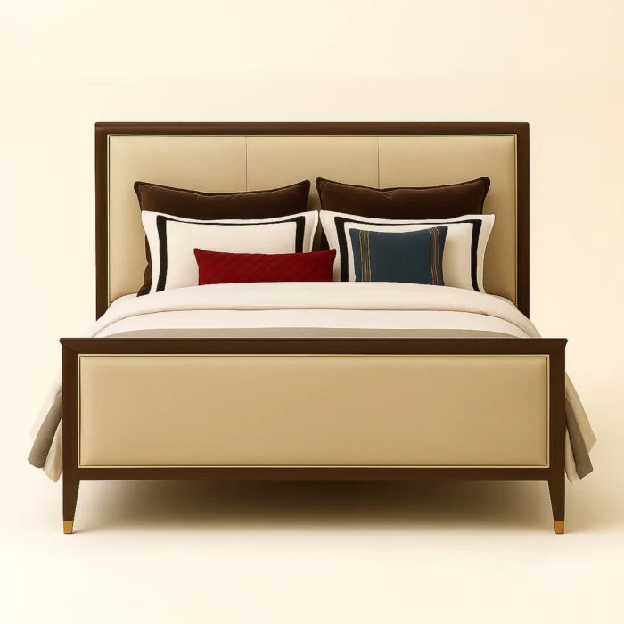 Linn Modern King Size Bed With Upholstered Headboard