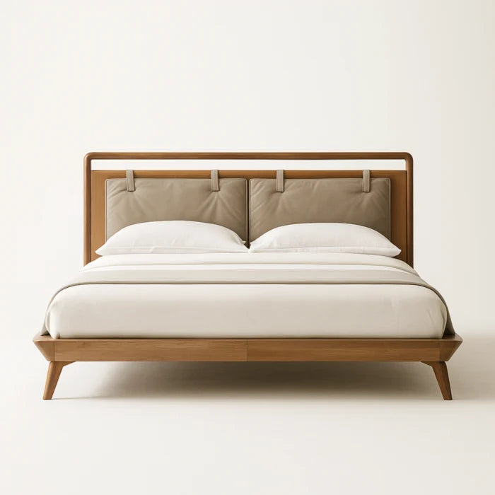Leorose Modern King Size Bed With Upholstered Headboard