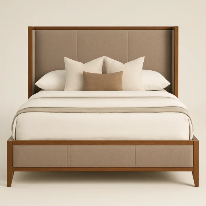 Finnely Modern King Size Bed With Upholstered Headboard