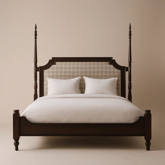Auriel Frame Modern King Size Bed With Upholstered Headboard