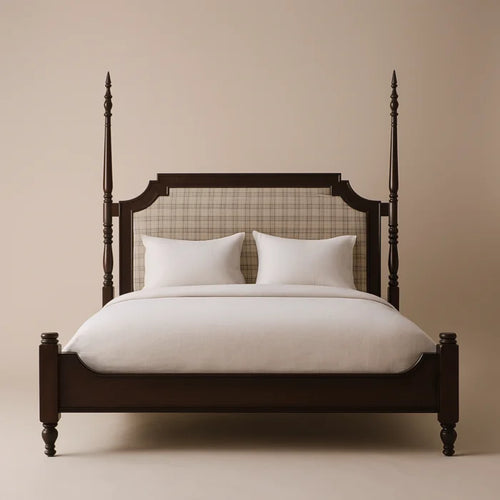 Auriel Frame Modern King Size Bed With Upholstered Headboard