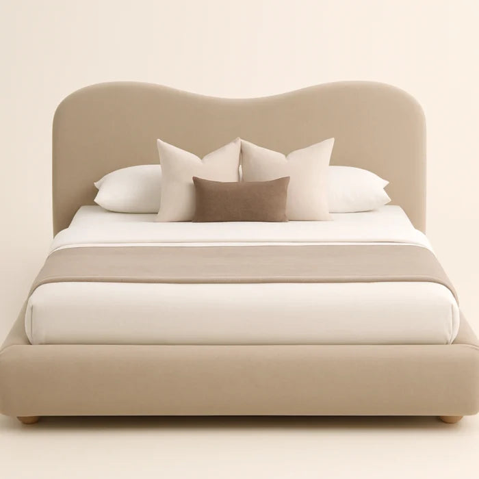 Ellin Modern King Size Bed With Upholstered Headboard
