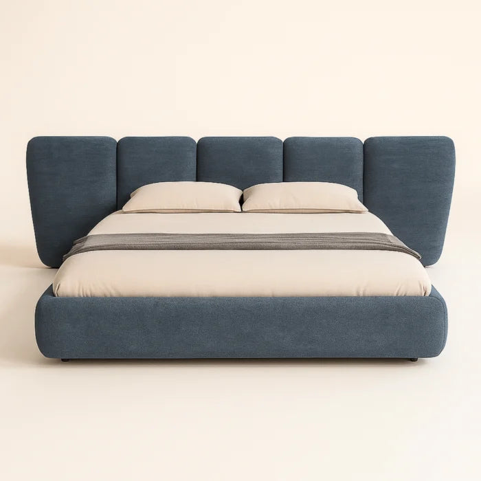 Solace Frame Modern King Size Bed With Upholstered Headboard
