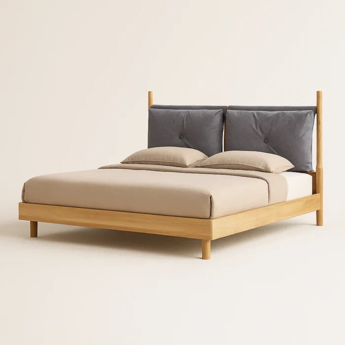 Ode Modern King Size Bed With Upholstered Headboard
