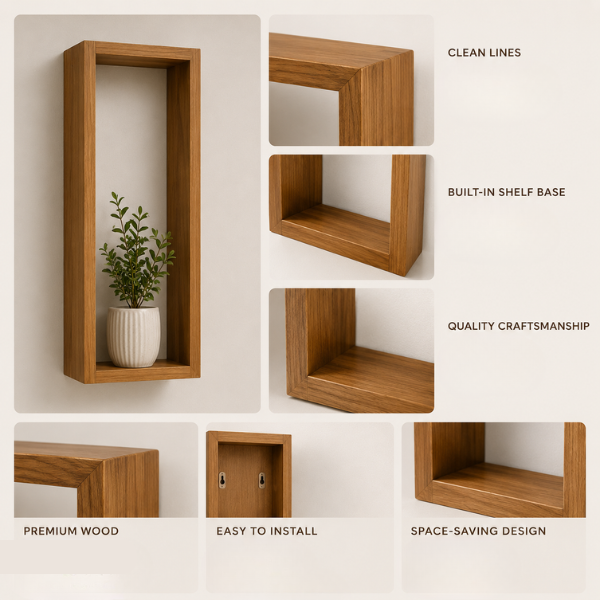 Neo Modern Wall Shelf for Living Room & Bedroom Decor