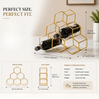 Gold Honeycomb Wine Rack | 6-Bottle Metal Wine Holder for Home Bar