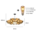 Large Rattan Bloom Pendant Ceiling Light – Modern Designer Hanging Lamp