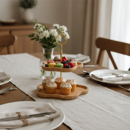 Servera Wooden Cake Stand | Tiered Fruit & Dessert Serving Stand