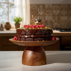 Platera Wooden Cake Stand | Walnut Finish Pedestal Stand for Cakes & Desserts