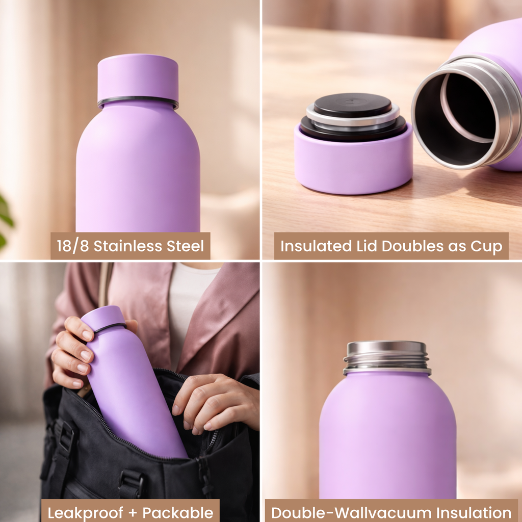 Insulated Stainless Steel Water Bottle (500ml) | Hot & Cold Vacuum Flask upto 18 hrs