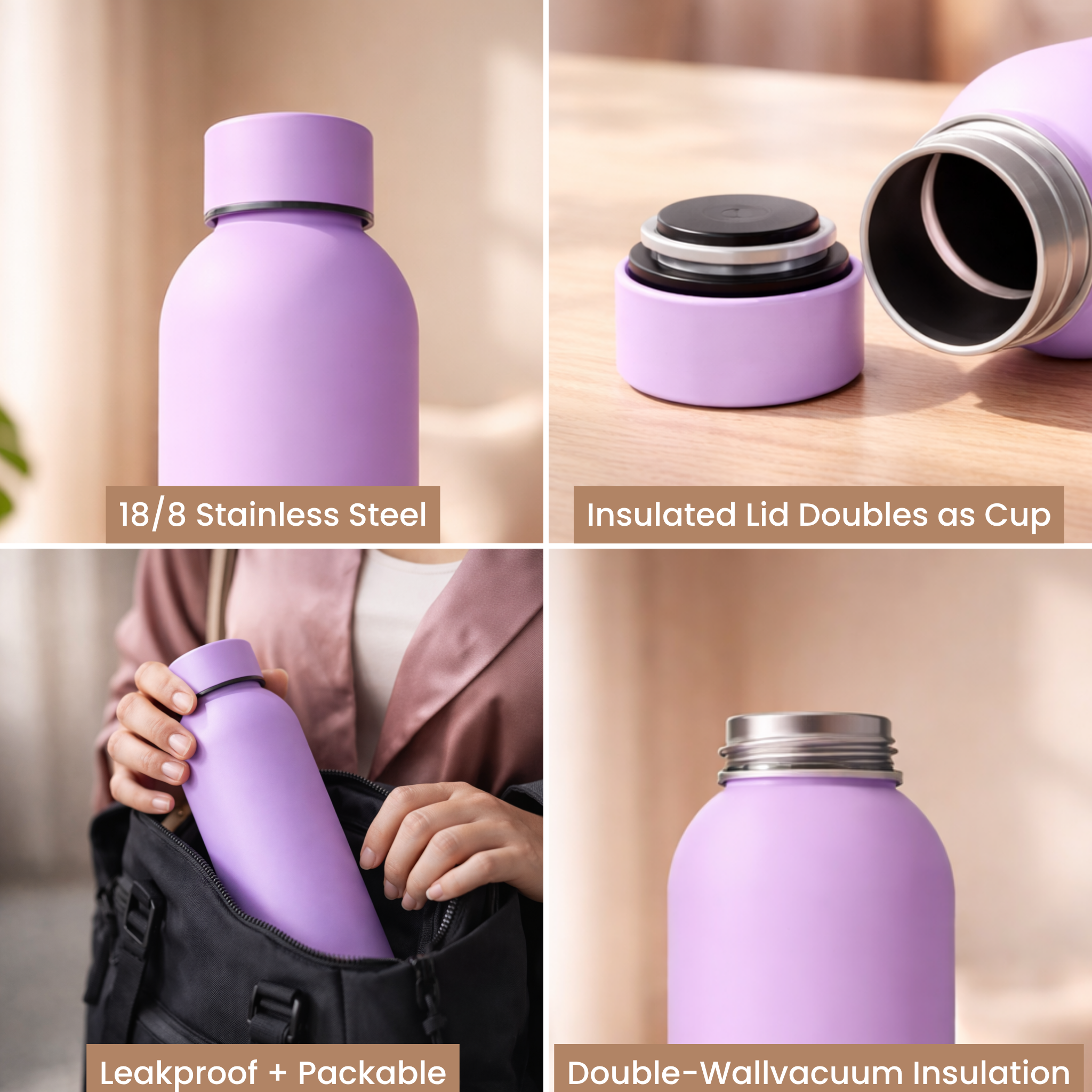 Insulated Stainless Steel Water Bottle (500ml) | Hot & Cold Vacuum Flask upto 18 hrs