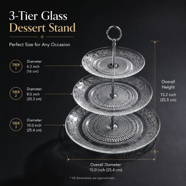 Glass Cupcake Stand - 3-Tier | Dessert & Serving Tray Stand
