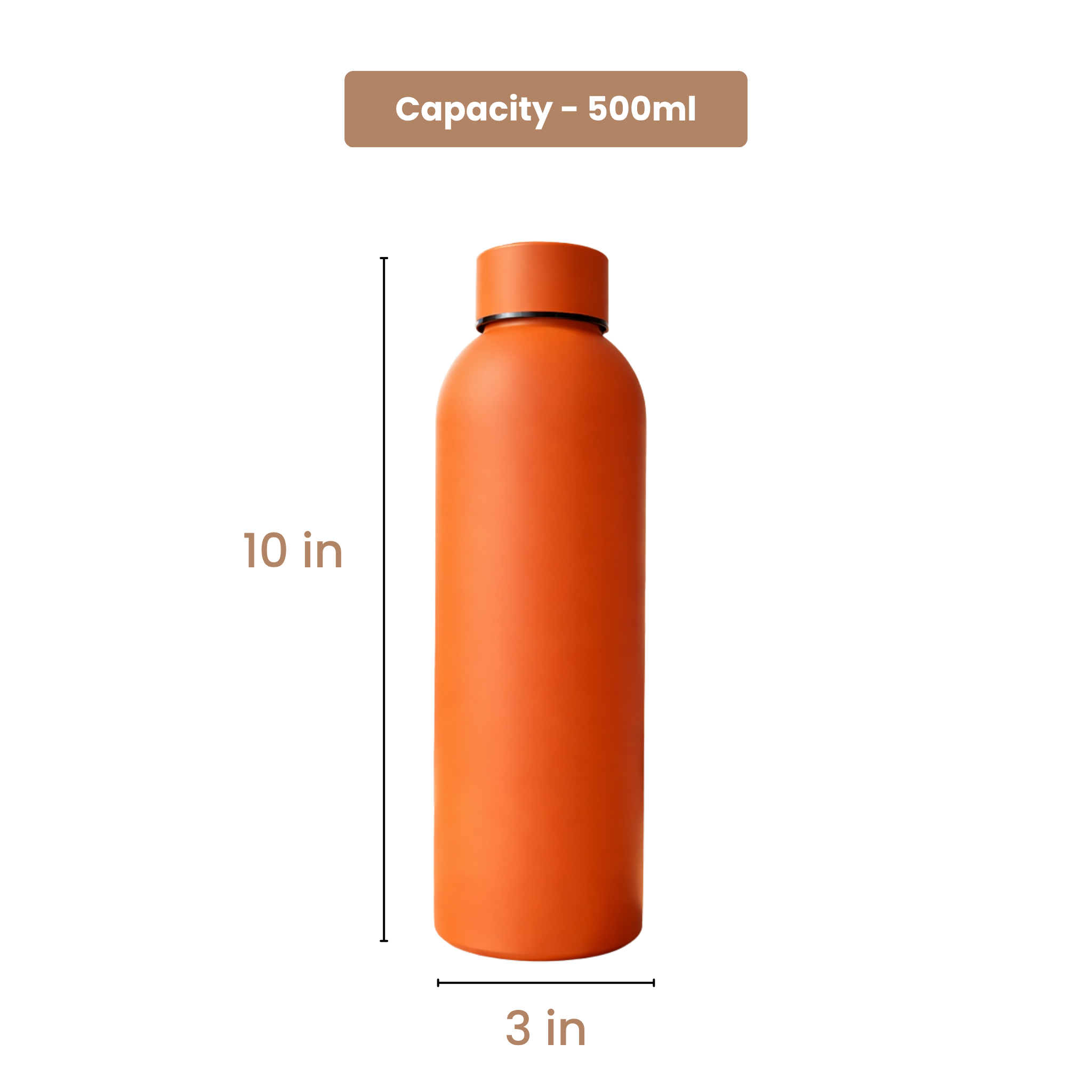 Insulated Stainless Steel Water Bottle (500ml) | Hot & Cold Vacuum Flask upto 18 hrs