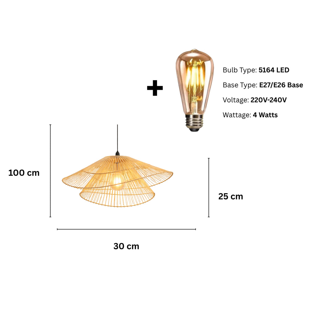 Sustainable Rattan Sunshade Ceiling Light – Modern Home Decor