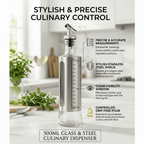 Oil Dispenser Bottle - 300ml | Glass Oil & Vinegar Pourer with Measuring Scale