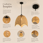 AuraGlow Hanging Ceiling Lamp – Bamboo Dome Pendant
