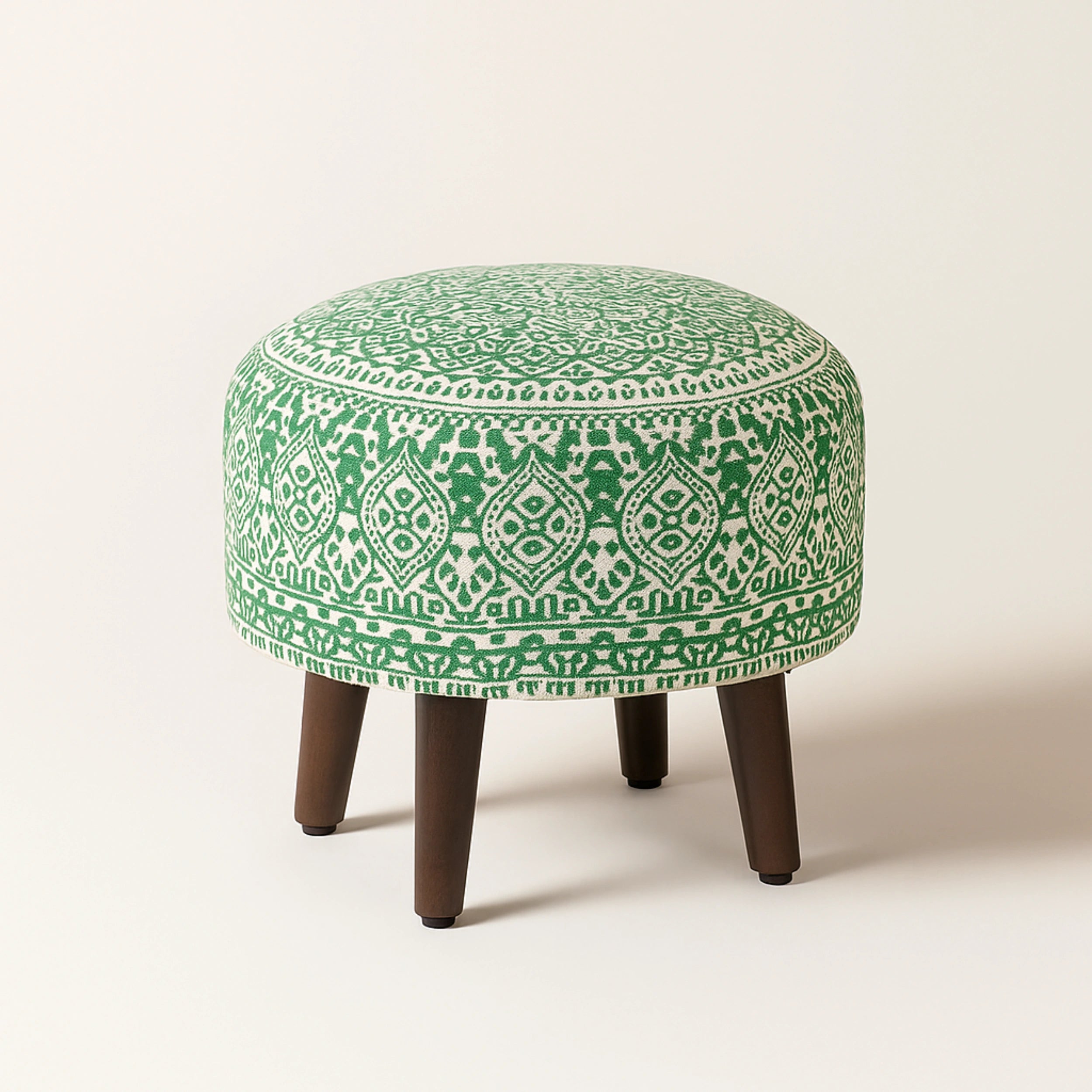 Boho Printed Upholstered Ottoman Stool