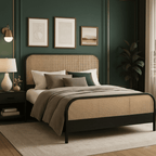 Cavara Modern King Size Bed With Upholstered Headboard