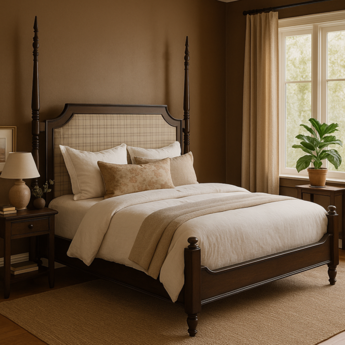 Auriel Frame Modern King Size Bed With Upholstered Headboard