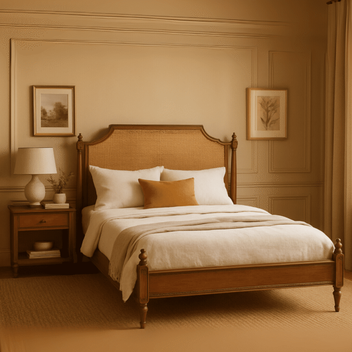 Elowen Modern King Size Bed With Upholstered Headboard