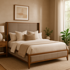 Finnely Modern King Size Bed With Upholstered Headboard