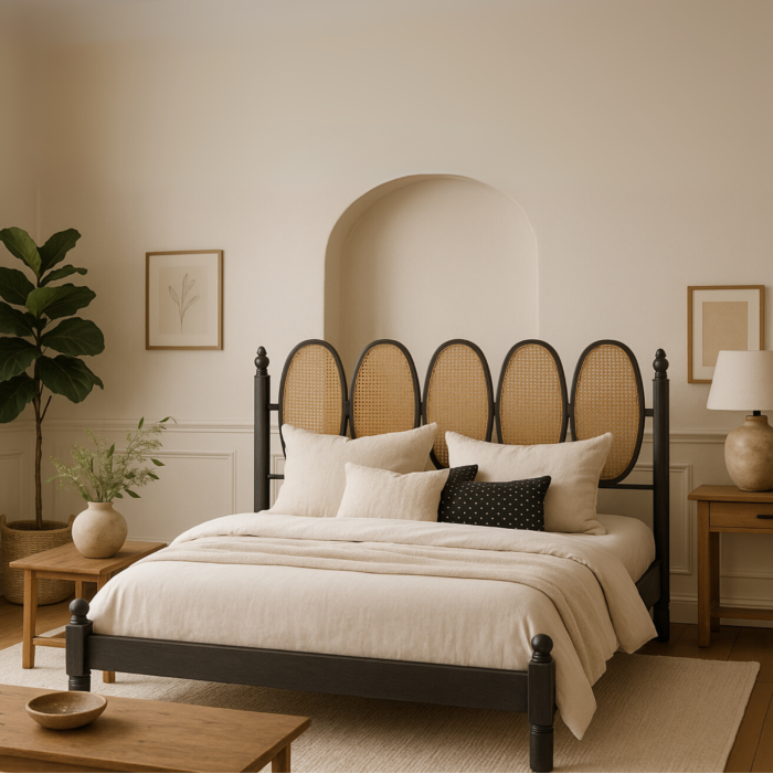 Halsten Modern King Size Bed With Upholstered Headboard