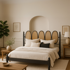Halsten Modern King Size Bed With Upholstered Headboard